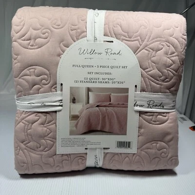 Edredón Willow Road 3 Piezas Bordado Azul Completo/Queen 90 x90" y 2 Fundas 20x26 Foto 1 de 4