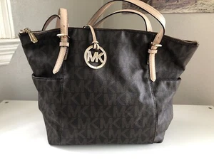 Michael Kors Mk Logo Signature Tote, Brown With Matching Wallet Medium BR - Picture 1 of 17