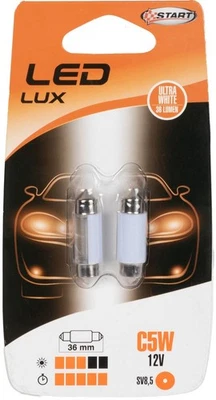 C10W Coppia di Lampadine 8 Led Siluro per luci auto 12V 10W SV8,5 START - Immagine 1 di 3