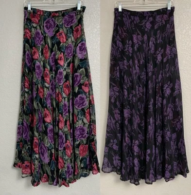 Vtg 90s Sarah Arizona Reversible Maxi Skirt Sz S Floral - Image 1 of 4