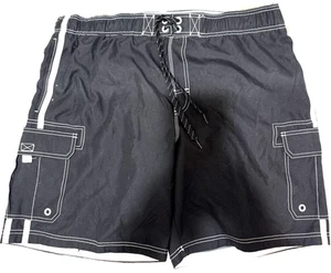 OP Ocean Pacific Board Shorts Black XL Pockets Surf Swim Trunks Mesh Lined New - Picture 1 of 7