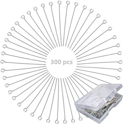 300 piezas alfileres de ojos abiertos de acero inoxidable 304 de 1,6 pulgadas para collar de joyería Foto 1 de 4