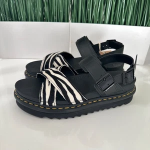 Dr. Doc Martens Voss II Hair-On Zebra Print Quad Sandals Womens Size 10 - Picture 1 of 8