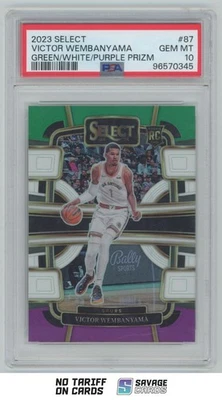 2023-24 Panini Select Rookie Green/White/Purple Prizm Victor Wembanyama PSA 10 . - Image 1 of 3