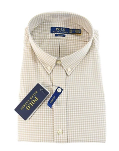 Polo Ralph Lauren Mens Dress Shirt New XL 17.5 Brown Gingham Check Classic Fit - Picture 1 of 5