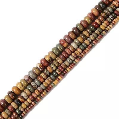 Red Creek Jasper Smooth Rondelle Beads 2x4mm 4x6mm 5x8mm 6x10mm 15.5" Strand - Image 1 of 4