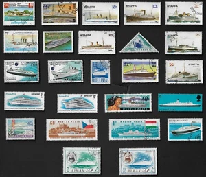 25 ALL DIFFERENT OCEAN LINERS ON STAMPS (SHIPS) - Picture 1 of 1