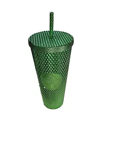 NUEVO 2023 Starbucks Edición Limitada Verde Metálico Bling Tachonada Taza 24 oz - Imagen 1 de 2
