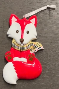 Bushy Tailed Fox in Scarf Cute Foxy Woodland Creature Personalizable Ornament - Picture 1 of 1