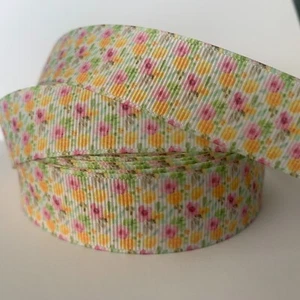 Grosgrain Floral Flower Pansy 25mm 1" Ribbon 1 YARD - Picture 1 of 1