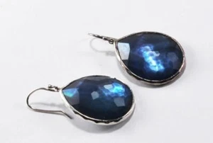 IPPOLITA LARGE ROCK CANDY 925 STERLING SILVER QUARTZ MOP DOUBLET BLUE EARRINGS - Picture 1 of 6