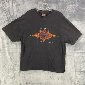 Vintage Harley Davidson Feel The Heat Flame Graphic T Shirt XL Y2K Made in USA - Picture 1 of 11