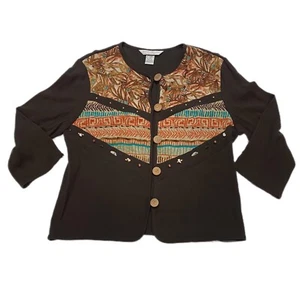 Napa Valley Petite 14P Southwest inspiriert braun Oberteil Knopfleiste Herbstfarben - Bild 1 von 9