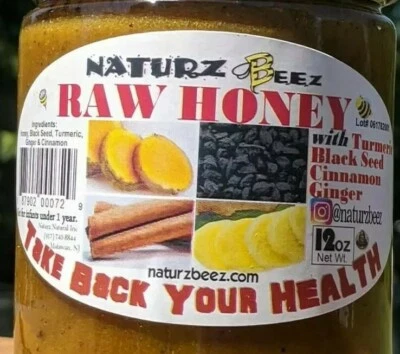 RAW HONEY GINGER TURMERIC CINNAMON & BLACK SEED 12oz 340g 100% PURE Blackseed - Image 1 of 4