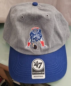 47 '47 LIMPIEZA NEW ENGLAND PATRIOTS gris y azul correa gorra sombrero - Imagen 1 de 3