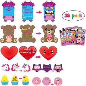 84pcs Valentine's Day Cards for Kids Valentines Cards Set, 7 Different Designs G - Picture 1 of 7