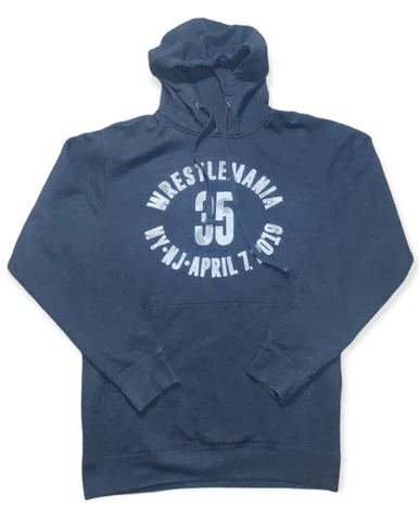 WWE Mens Hoodie Blue Medium Wrestlemania 35 Pullover Sweater Kofi Seth Brock Cover
