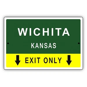 Letrero metálico de aluminio novedad de salida de autopista Wichita, Kansas State City - Imagen 1 de 1