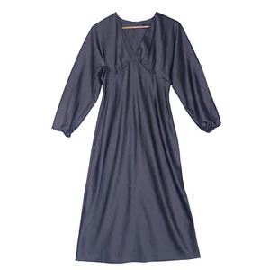 Banana Republic Dress Women 4 Brown Midi Stretch V-Neck Long Sleeve Satin Modest - Picture 1 of 9