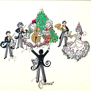 Cranes Holiday Card With Musical Christmas Tree Orchestra Design NO ENVELOPE - Picture 1 of 12