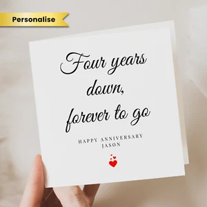 Personalised Anniversary Card Girlfriend Fiancée Couple 4 Year Anniversary Card - Picture 1 of 2