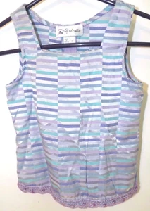 My Michelle Girls Shinny Sleeveless Top Size 7, Needlepoint Hem With Sequence - Picture 1 of 3
