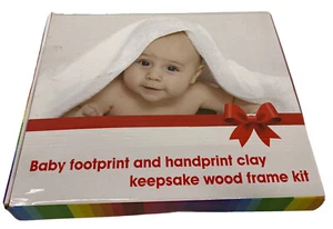 Baby Handprint Footprint Clay Keepsake Wood Frame Kit For Newborn Girl Boy Gift - Picture 1 of 8