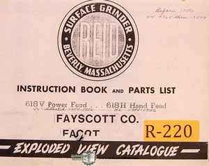 Reid 618V Power Feed, 618H Hand Feed, Grinder Instructions & Parts Manual 1956 - Picture 1 of 1