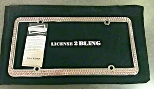 LICENSE 2 BLING DOUBLE ROW PINK SWAROVSKI CRYSTAL LICENSE PLATE FRAME - Picture 1 of 1