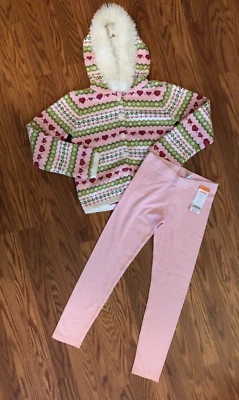Gymboree Girls 2 piezas. Suéter con Capucha Usado Out Fit y Pantalones Elásticos Rosa Nuevos Talla 7-8 Foto 1 de 4