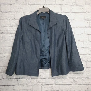 Talbots 100% Leinen Blazer Damen 14 blau offen gefüttert 3/4 Arm Freizeit Büro - Bild 1 von 12