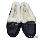 Old Navy Womens Slippers House Shoes Faux Fur Lined Slip On Black Size 8