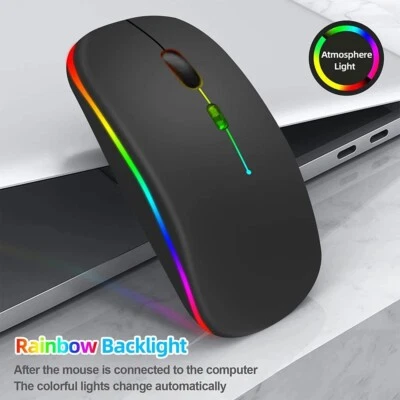 LED Kabellose RGB Maus, USB Wiederaufladbar, Bluetooth, Leise und Ergonomisch - Bild 1 von 4
