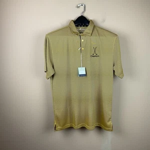 HL Sport Golf Polo Shirt Mens M Yellow Black S/S Polyester Charcoal Bamboo - Picture 1 of 11