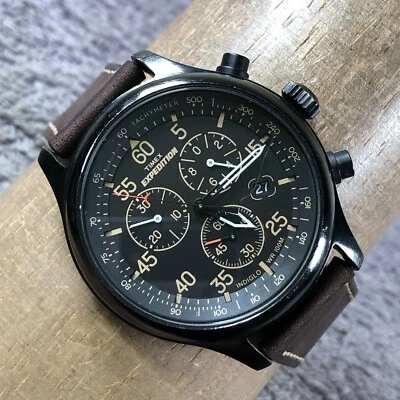 Reloj Timex Expedition Field Hombre Cronógrafo Cuero Cuarzo Analógico 43mm 8 1/4" Foto 1 de 4