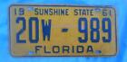 1961 St. Augustine,Florida LICENSE PLATE St. Johns County