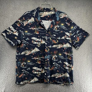 Faherty Markenhemd Herren XL Navy Camp Hawaii Meer und Ski Print Kurzarm - Bild 1 von 10