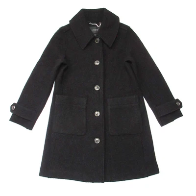 J.Crew Petite Lady Coat in Black Italian Boiled Wool Topcoat 4P - Image 1 of 4