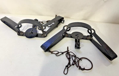 Oneida Victor #2 Double Long Spring Steel Animal Traps Lot of 2 Made in USA - Image 1 of 4