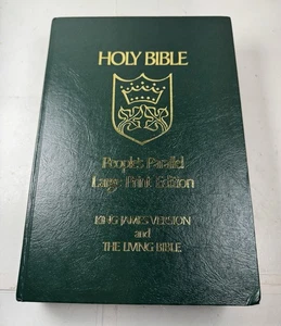 HOLY BIBLE People’s Parallel Large Print 1984 King James & Living Green Tyndale - Picture 1 of 11