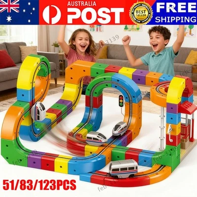 51-123Pcs Klick Rail Electric Train Set, Electric Train Set 3D Stem Learning Toy - image 1 of 4