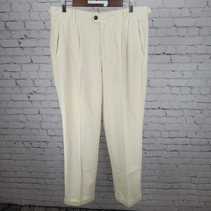 Pantalones chinos plisados de algodón marfil Ermenegildo Zegna de colección Italia talla 54 XL (35x31) - Imagen 1 de 14