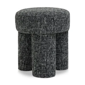 Larson Black Polyester Fabric Ottoman/Stool - Picture 1 of 8