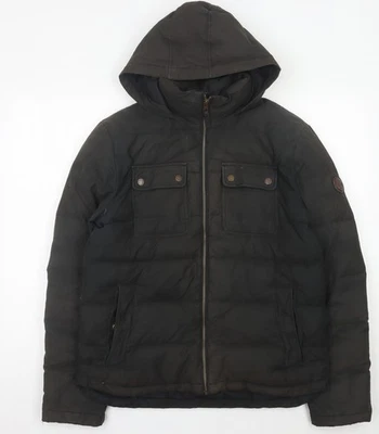 Timberland Men’s Black Puffer Jacket Hooded Size M Regular Fit - Image 1 of 4