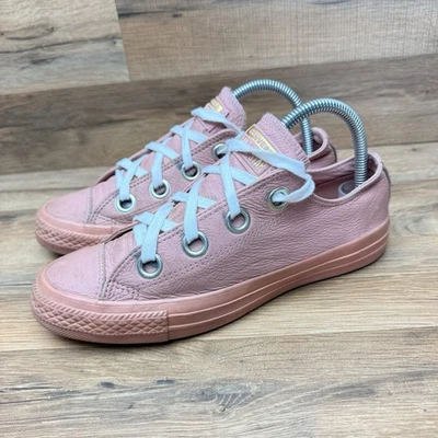 Converse All Star Ox Wo’s 7 Leather Pink Rust Gold Branding Big Eyelets Sneaker - Image 1 of 4