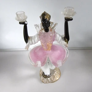 grand bougeoir candelabre danseur venitien verre cristal murano - Imagen 1 de 10