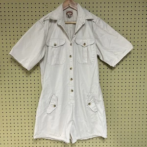 Vintage Banana Republic Safari Bush Jumpsuit Romper Sz Small Cream Nice - Picture 1 of 14