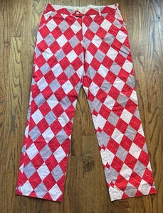 Loudmouth Golfhose Herren Größe 34x32 Argyle Diamond Rot Weiß Retro Hose - Bild 1 von 13