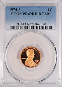 1974 S Lincoln Cent Proof PCGS PR69RD DCAM PF 69 ULTRA CAMEO Frosty Coin 1C - Picture 1 of 2