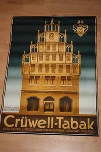 Plakat D 30er Jahre Crüwell Tabak 1 A Zustand Zigaretten Schild Sign Emaille - Bild 1 von 1